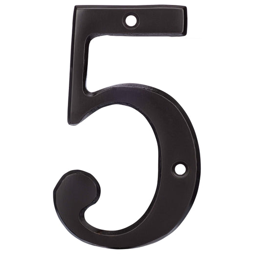 Image Of 4 In. House Number 5 -  Solid Brass - Oil Rubbed Bronze Finish - Harney Hardware