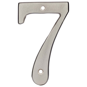 Image Of 4 In. House Number 7 -  Solid Brass - Satin Nickel Finish - Harney Hardware