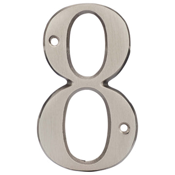 Image Of 4 In. House Number 8 -  Solid Brass - Satin Nickel Finish - Harney Hardware
