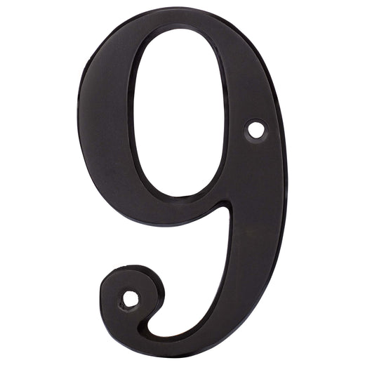 Image Of 4 In. House Number 9 -  Solid Brass - Oil Rubbed Bronze Finish - Harney Hardware