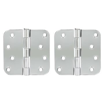 Image Of Door Hinges -  Plain Bearing -  4 In. X 4 In. X 5/8 In. Radius -  2 Pack - Chrome Finish - Harney Hardware