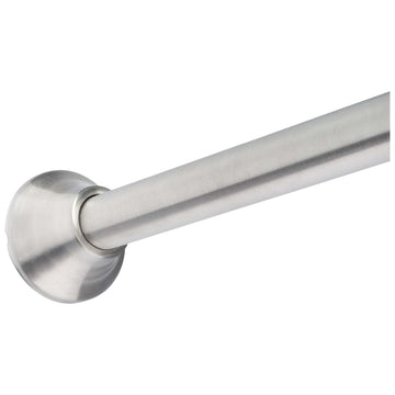 Image Of Adjustable Tension Shower Rod -  Stainless Steel -  Adjustable Length 44 To 72 Inches -  Round Escutcheon - Satin Stainless Steel Finish - Harney Hardware