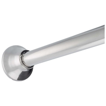 Image Of Adjustable Tension Shower Rod -  Stainless Steel -  Adjustable Length 44 To 72 Inches -  Round Escutcheon - Polished Stainless Steel Finish - Harney Hardware