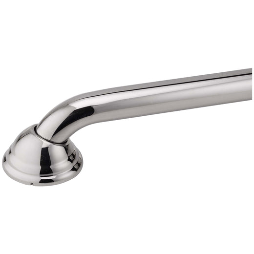 Image Of Bathroom Grab Bar -  Decorative -  Dome Escutcheon -  12 In. X 1 1/4 In. - Polished Stainless Steel Finish - Harney Hardware