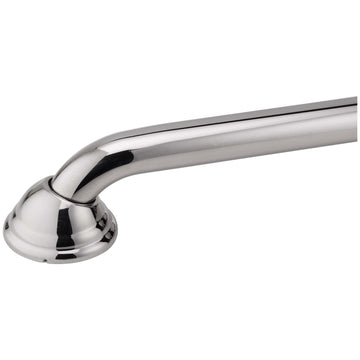 Image Of Bathroom Grab Bar -  Decorative -  Dome Escutcheon -  18 In. X 1 1/4 In. - Polished Stainless Steel Finish - Harney Hardware