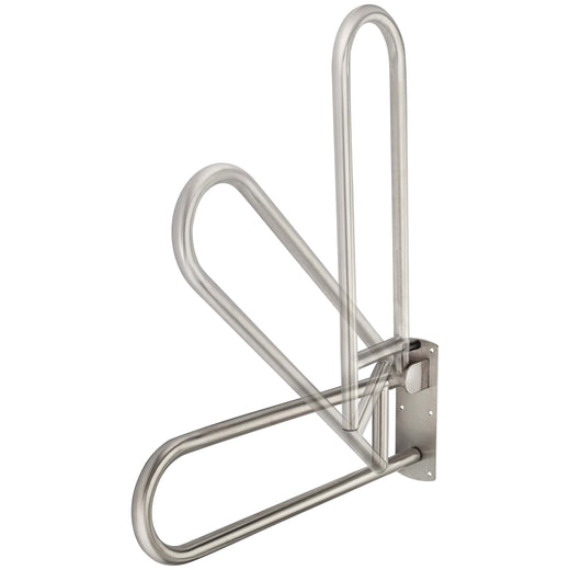 Image Of Bathroom Swing Up Grab Bar -  Peened Surface -  30 In. X 1 1/4 In. - Satin Stainless Steel Finish - Harney Hardware