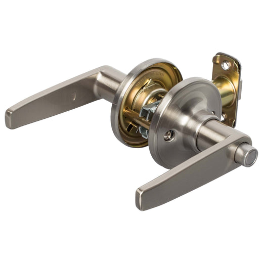 Image Of Door Lever Set Bed / Bath / Privacy Function Electra Collection - Satin Nickel Finish - Harney Hardware