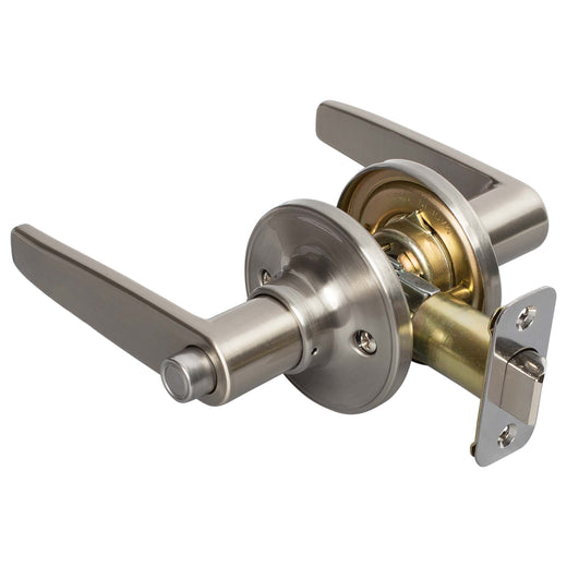 Image Of Door Lever Set Bed / Bath / Privacy Function Electra Collection - Satin Nickel Finish - Harney Hardware