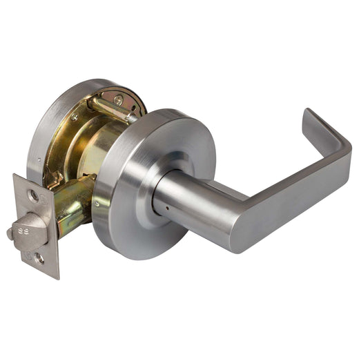 Image Of Commercial Door Lever Set Exit Connecting Room Function -  UL Fire Rated -  ANSI 2 -  Vigilant Collection - Satin Chrome Finish - Harney Hardware