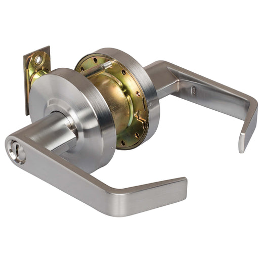 Image Of Commercial Door Lever Set Bed / Bath / Privacy Function -  UL Fire Rated -  ANSI 2 -  Vigilant Collection - Satin Chrome Finish - Harney Hardware