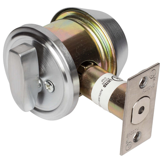 Image Of Commercial Deadbolt Single Cylinder -  UL Fire Rated -  ANSI 2 Function -  UL Fire Rated -  ANSI 2 -  Vigilant Collection - Satin Chrome Finish - Harney Hardware