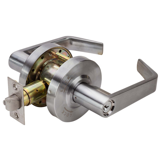 Image Of Commercial Door Lever Set Intruder Classroom / Keyed Function -  UL Fire Rated -  ANSI 2 -  Vigilant Collection - Satin Chrome Finish - Harney Hardware
