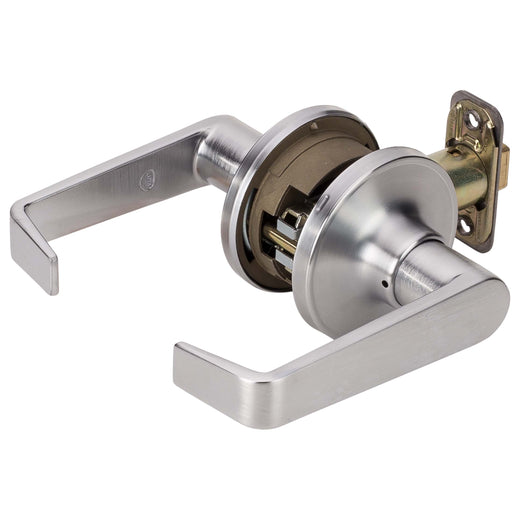 Image Of Commercial Door Lever Set Closet / Hall / Passage Function -  UL Fire Rated -  ANSI 2 -  Atlas Collection - Satin Chrome Finish - Harney Hardware