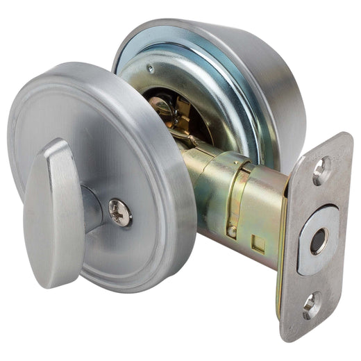 Image Of Commercial Deadbolt Single Cylinder -  UL Fire Rated -  ANSI 2 -  Atlas Collection - Satin Chrome Finish - Harney Hardware