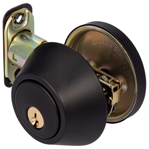 Image Of Keyed Single Cylinder Deadbolt - Matte Black Finish - Harney Hardware