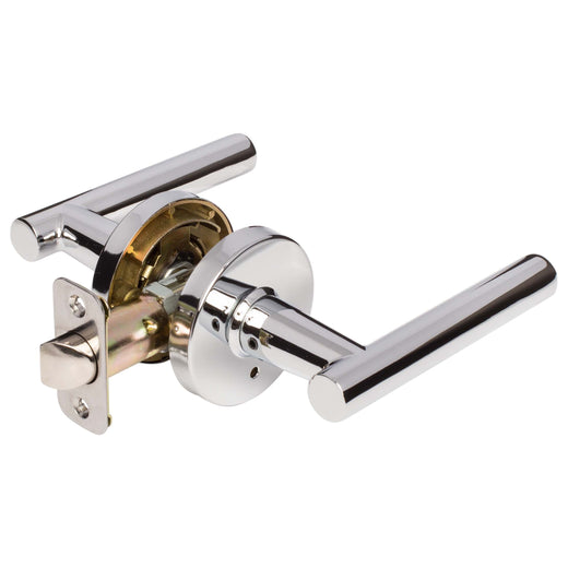 Image Of Door Lever Set Bed / Bath / Privacy Function Contemporary Style Riley Collection - Chrome Finish - Harney Hardware
