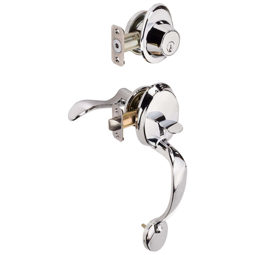 Image Of Front Door Handleset With Interior Right Handed Lever Dakota Collection - Chrome Finish - Harney Hardware
