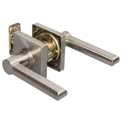 Image Of Door Lever Set Closet / Hall / Passage Function Contemporary Style Harper Collection - Satin Nickel Finish - Harney Hardware