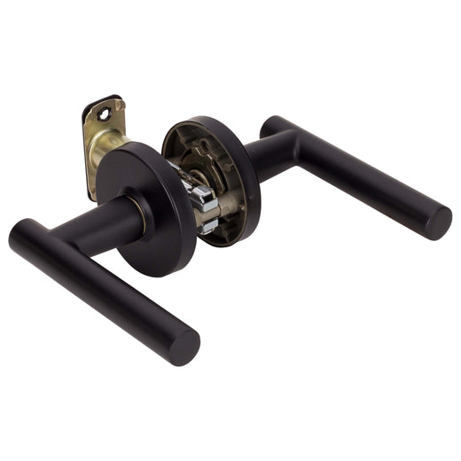 Image Of Door Lever Set Closet / Hall / Passage Function Contemporary Style Riley Collection - Matte Black Finish - Harney Hardware
