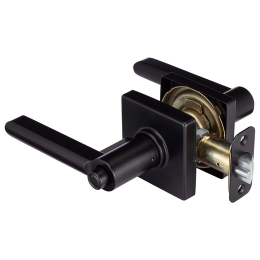 Image Of Door Lever Set Keyed / Entry Function Contemporary Style Harper Collection - Matte Black Finish - Harney Hardware