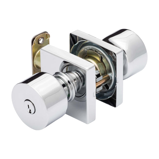 Image Of Door Knob Set Keyed / Entry Function Contemporary Style Oaklyn Collection - Chrome Finish - Harney Hardware