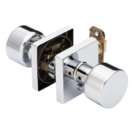 Image Of Door Knob Set Bed / Bath / Privacy Function Contemporary Style Oaklyn Collection - Chrome Finish - Harney Hardware