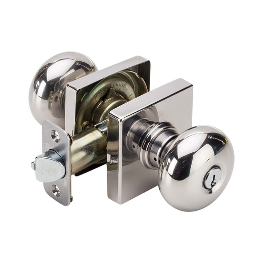 Image Of Door Knob Set Keyed / Entry Function Contemporary Style Kendall Collection - Chrome Finish - Harney Hardware