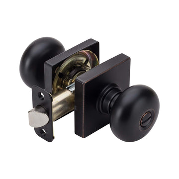 Image Of Door Knob Set Bed / Bath / Privacy Function Contemporary Style Kendall Collection - Venetian Bronze Finish - Harney Hardware