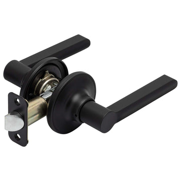 Image Of Door Lever Set Closet / Hall / Passage Function Contemporary Style Fallon Collection - Matte Black Finish - Harney Hardware