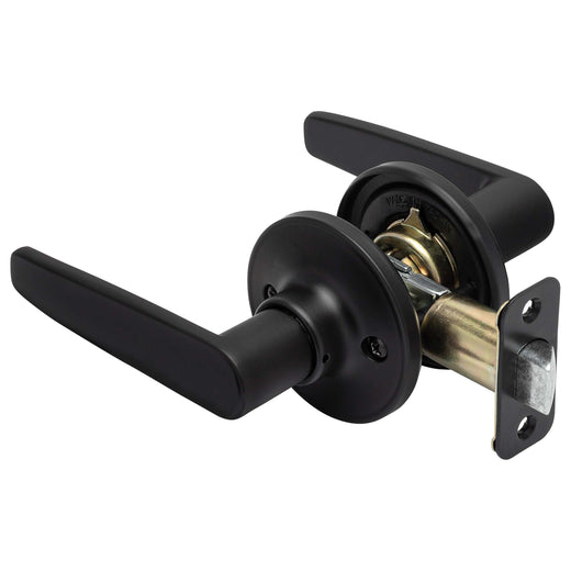 Image Of Door Lever Set Closet / Hall / Passage Function Electra Collection - Matte Black Finish - Harney Hardware