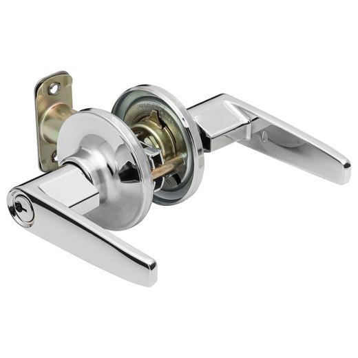 Image Of Door Lever Set Keyed / Entry Function Electra Collection - Chrome Finish - Harney Hardware