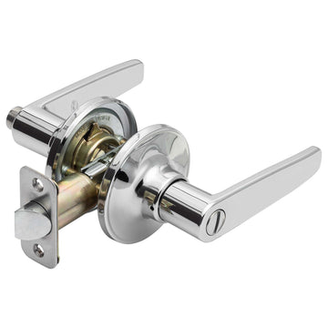 Image Of Door Lever Set Bed / Bath / Privacy Function Electra Collection - Chrome Finish - Harney Hardware