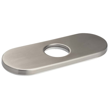 Image Of Bathroom Faucet Installation Deckplate -  Radius Ends -  Stainless Steel -  6 1/4 In. Wide - Satin Stainless Steel Finish - Harney Hardware