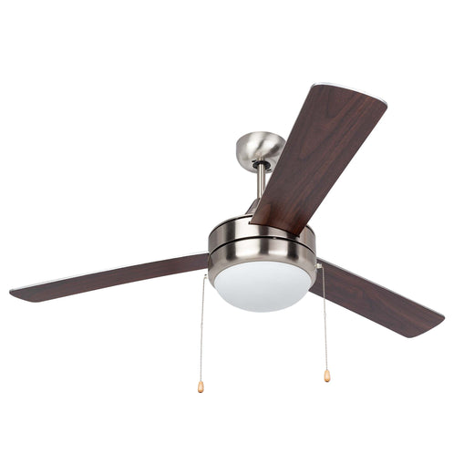 Image Of Ceiling Fan With LED Light Kit 52 In.3 Blades -  Silver / Dark Walnut -   Contemporary Style - Satin Nickel Finish - Harney Hardware