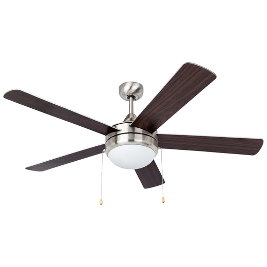Image Of Ceiling Fan With LED Light Kit 52 In.5 Blades -  Silver / Dark Walnut -   Contemporary Style - Satin Nickel Finish - Harney Hardware