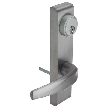 Image Of Narrow Stile / Cross Bar Exit Device Keyed / Entry Function Lever Trim - Powder Coated Aluminum Finish - Harney Hardware