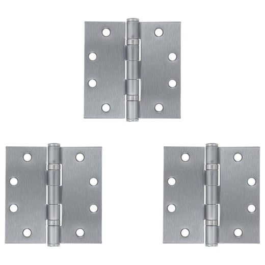 Image Of Commercial Door Hinges -  Ball Bearing -  4 1/2 In. X 4 1/2 In. -  3 Pack - Satin Chrome Finish - Harney Hardware