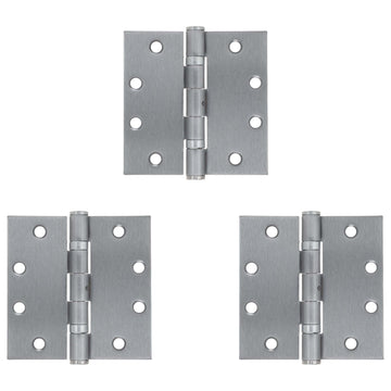 Image Of Commercial Door Hinges -  Ball Bearing -  NRP -  4 1/2 In. X 4 1/2 In. -  3 Pack - Satin Chrome Finish - Harney Hardware