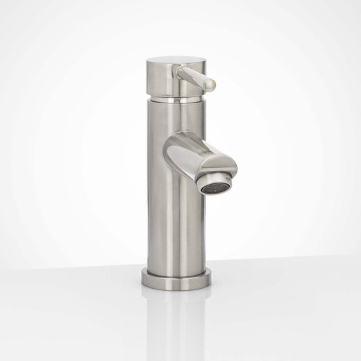 Image Of Single Hole Contemporary / Modern Bathroom Sink Faucet -  7 In. High - Satin Stainless Steel Finish - Harney Hardware