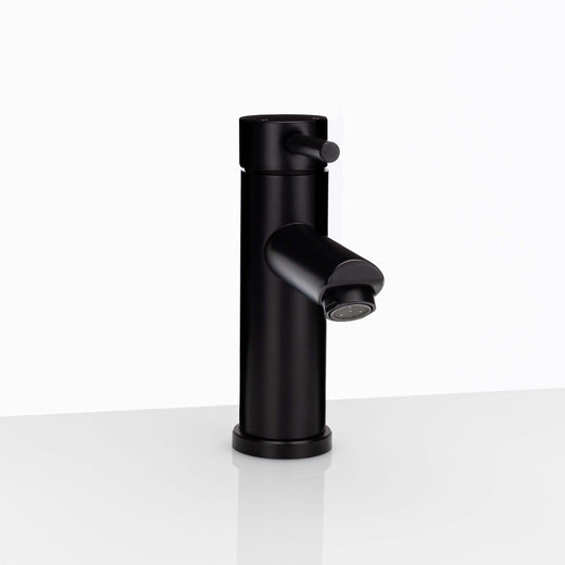 Image Of Single Hole Contemporary / Modern Bathroom Sink Faucet -  7 In. High - Matte Black Finish - Harney Hardware