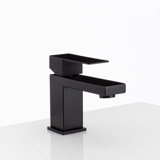 Image Of Single Hole Contemporary / Modern Bathroom Sink Faucet -  5 In. High - Matte Black Finish - Harney Hardware